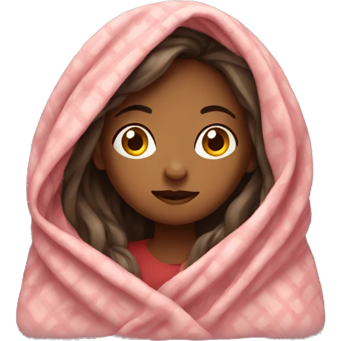 Girl covered in blanket emoji