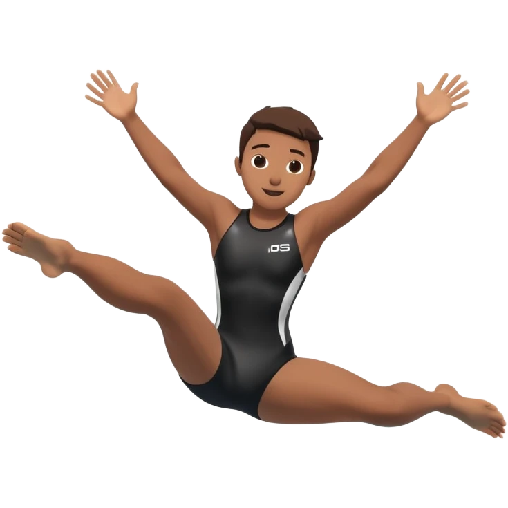 A young person leaps boldly into a pool named “Confidence,” arms wide, surrounded by skilled divers mid-air. Though less experienced, their fearless energy shines, symbolizing emoji