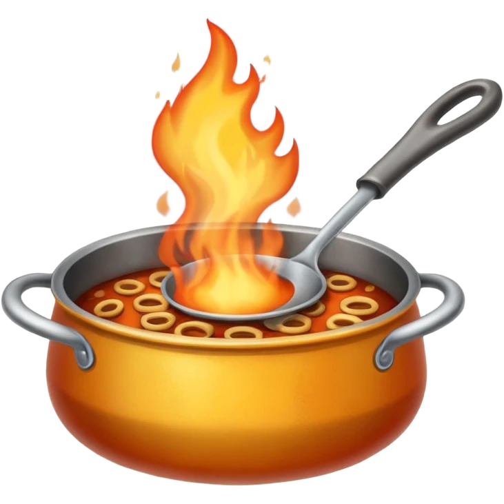 Un cucharón con fuego por debajo emoji