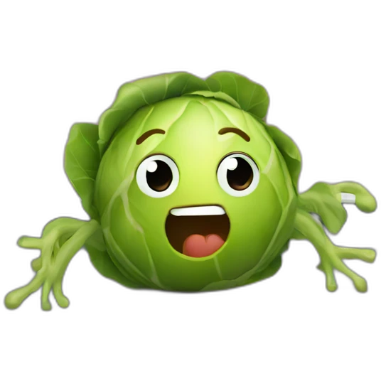 brussels sprout on a trampoline emoji