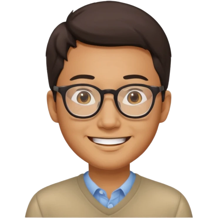 asian man wear glasses smile emoji