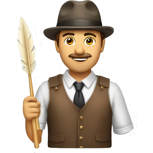 Hombre con pincel y pluma en mano emoji