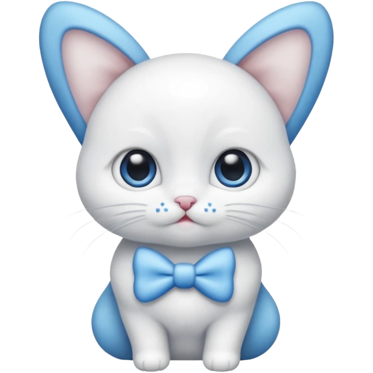 Bébé chat blanc et blanc avec noeud papillon bleu emoji