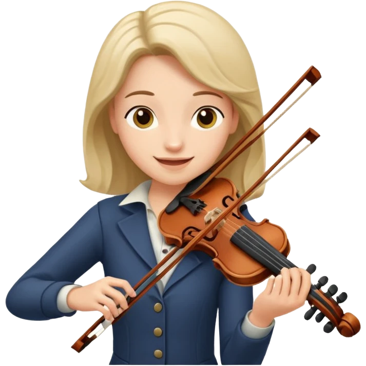 character playing violin, happy and expressive emoji