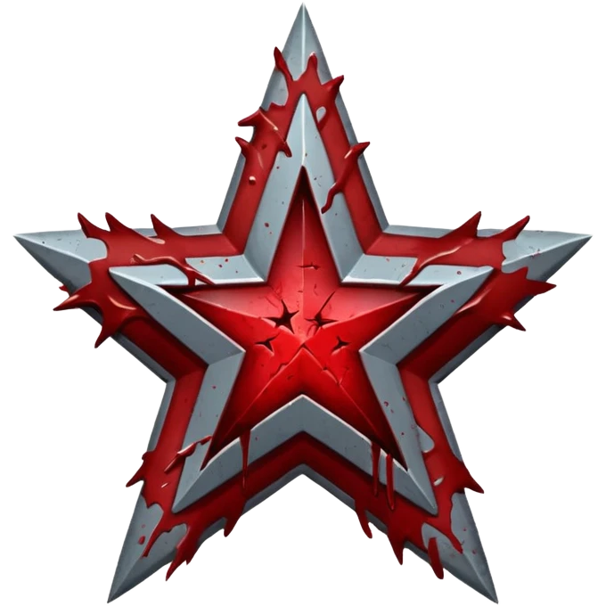 Grey star with red star and blood on inside emoji