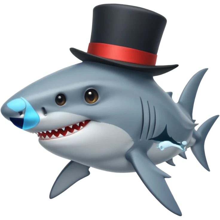 Shark with a top hat emoji
