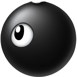 Black ball on black rope emoji