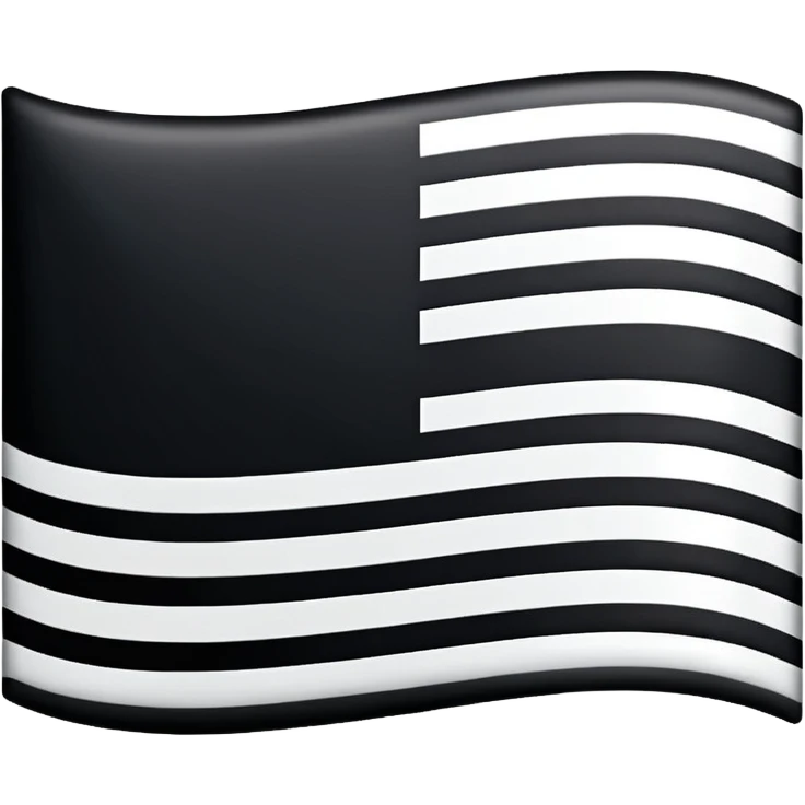 A simple flag with three black horizontal lines and three white horizontal lines, no stars and no moon emoji