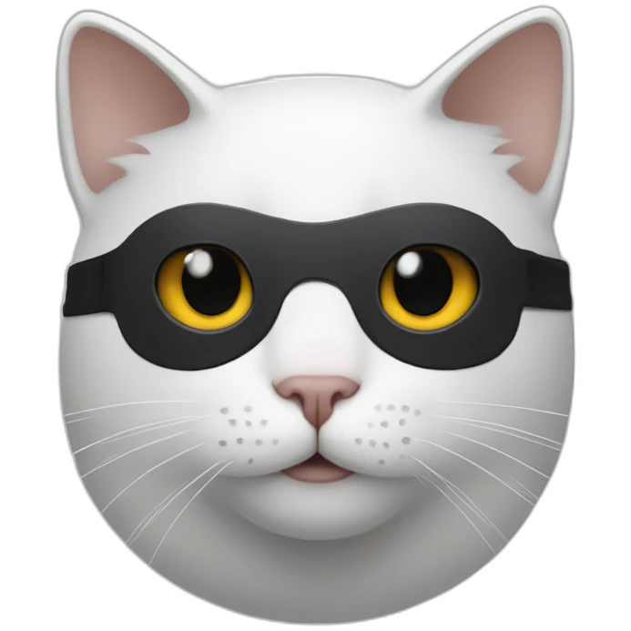 White cat with a full face batman mask emoji