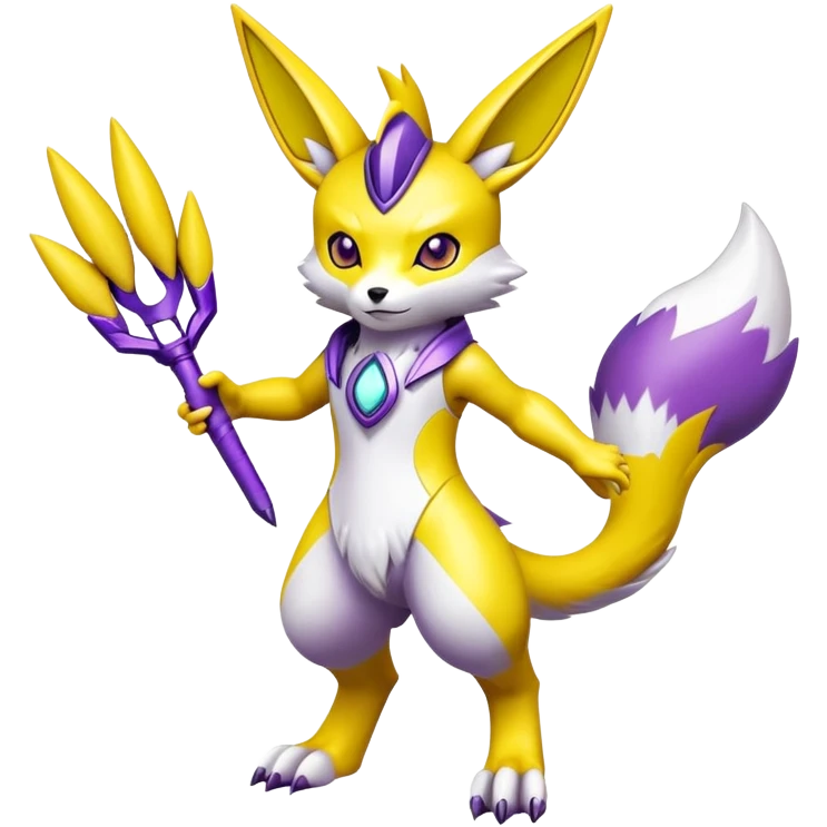 Shiny Yellow, Purple, White, Renamon (Full body) emoji