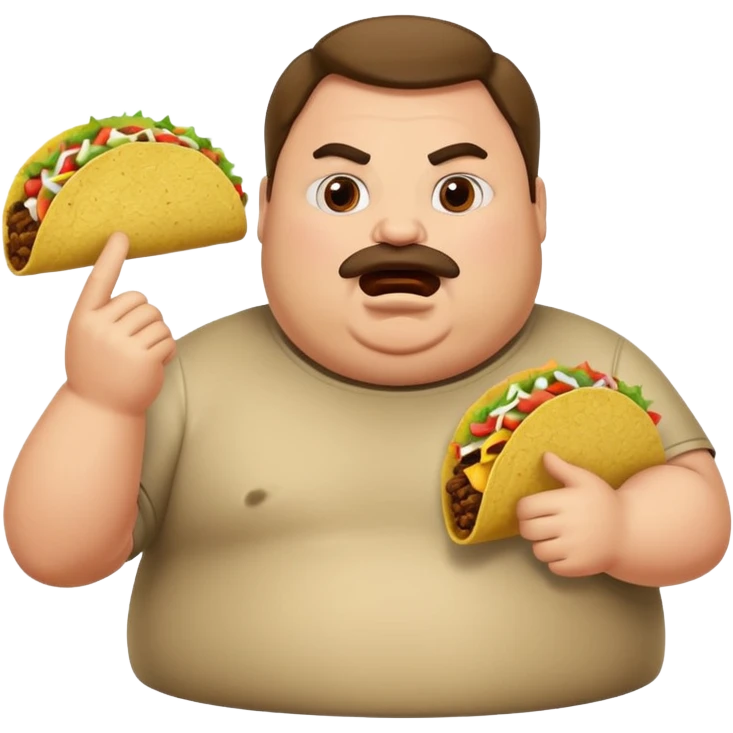 Fat guy arguing over taco emoji