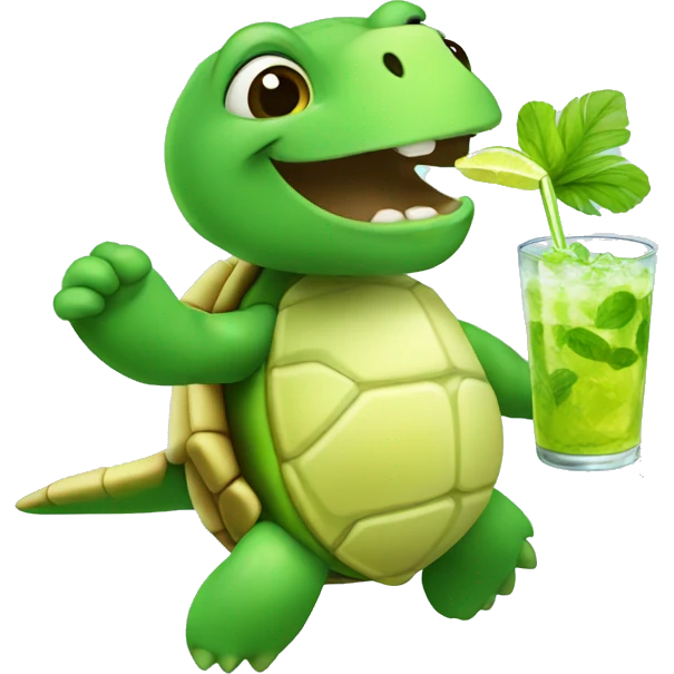 dancing turtle drinking mojito emoji