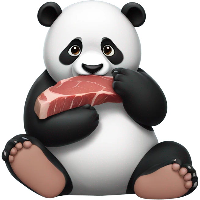 Panda eating steak emoji