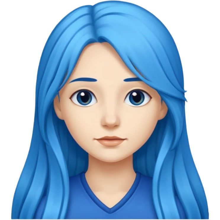 Kék, hosszú haj, fehér nő emoji
