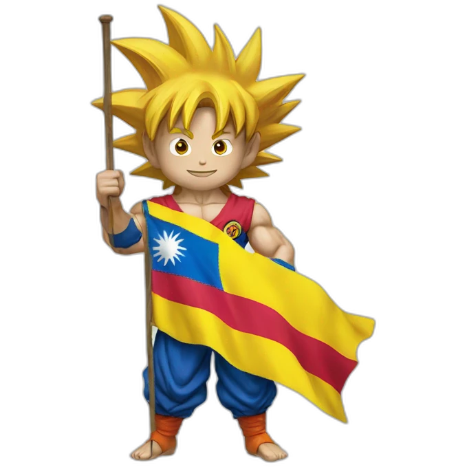 goku holding Ecuador's flag emoji