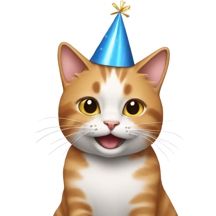 Cat dancing wearing a birthday hat emoji