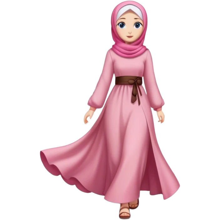 Turkish beautiful finish Konya girls blue eyes with lovely cherry blossom hijab long tail dress and she walk on street  emoji