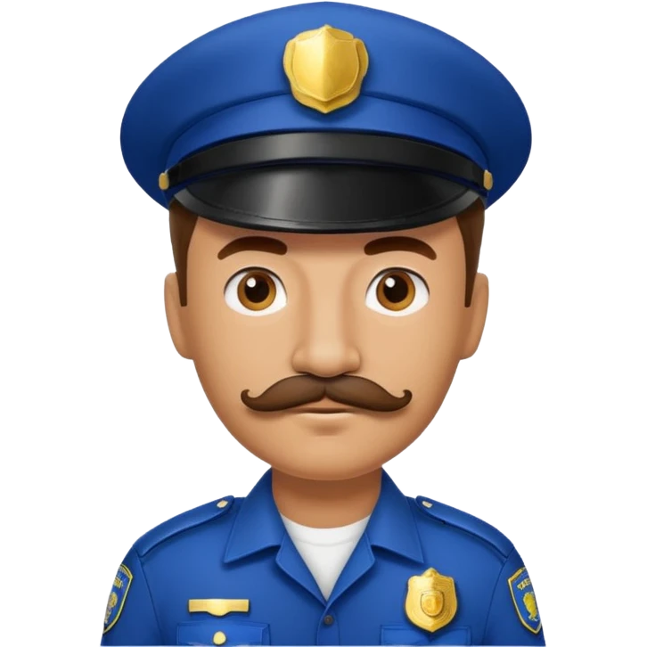 Male police officer, cap on, mustache, realistic portrait emoji