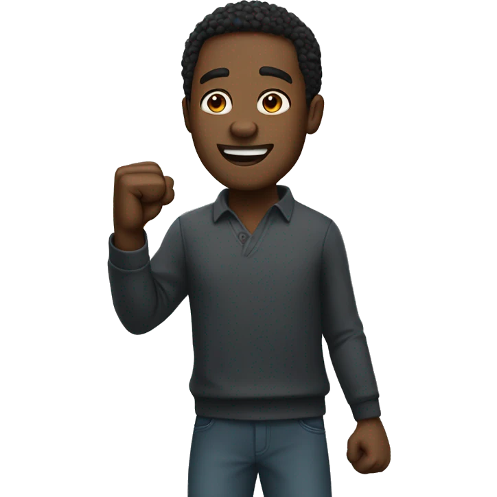 black man putting fist up cheering emoji