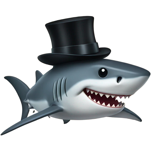 Shark with a top hat emoji