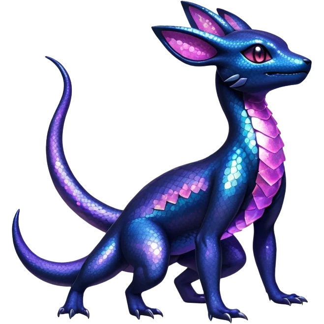 Sparkly Iridescent Shiny Salandit-Umbreon-Fakémon-hybrid-creature (full body)  emoji