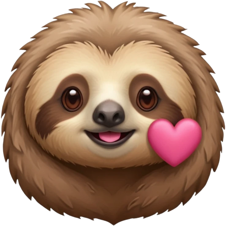 A sloth acting cute with heart shape emojis in the background emoji