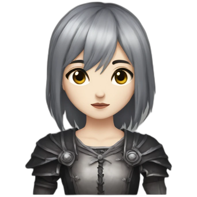 goth,girl,ash color hair,dark-souls,long,adorable,thin face,reddish eyes emoji