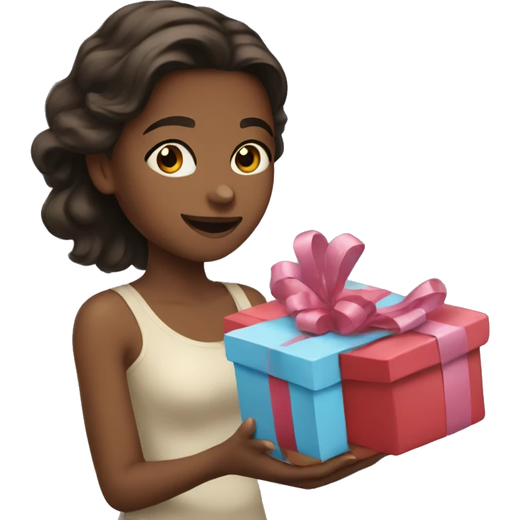Brunette girl giving gifts emoji