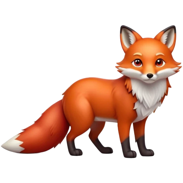 cinematic-noble [fox]-realistic-full-body-standing on all fours-emoji,-tail-tucked-close,-head-tilted-dramatically,-fox-[red]-fur,-simplified-yet-realistic-focused-features,-highly-detailed,-glowing-with-an-almost-sarcastic-glow  expressive eyes emoji
