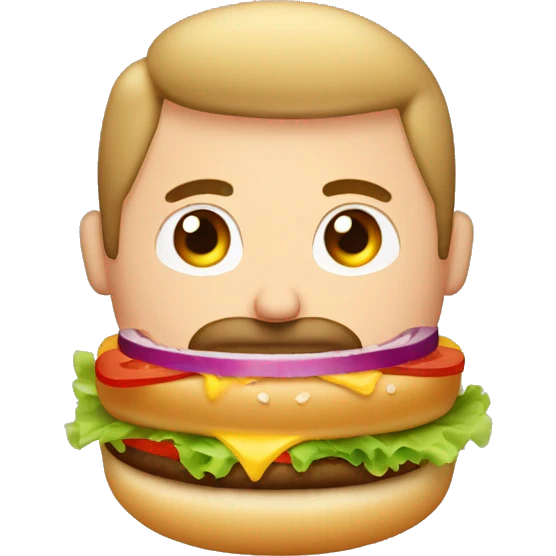 hombre musculoso con hamburguesa emoji