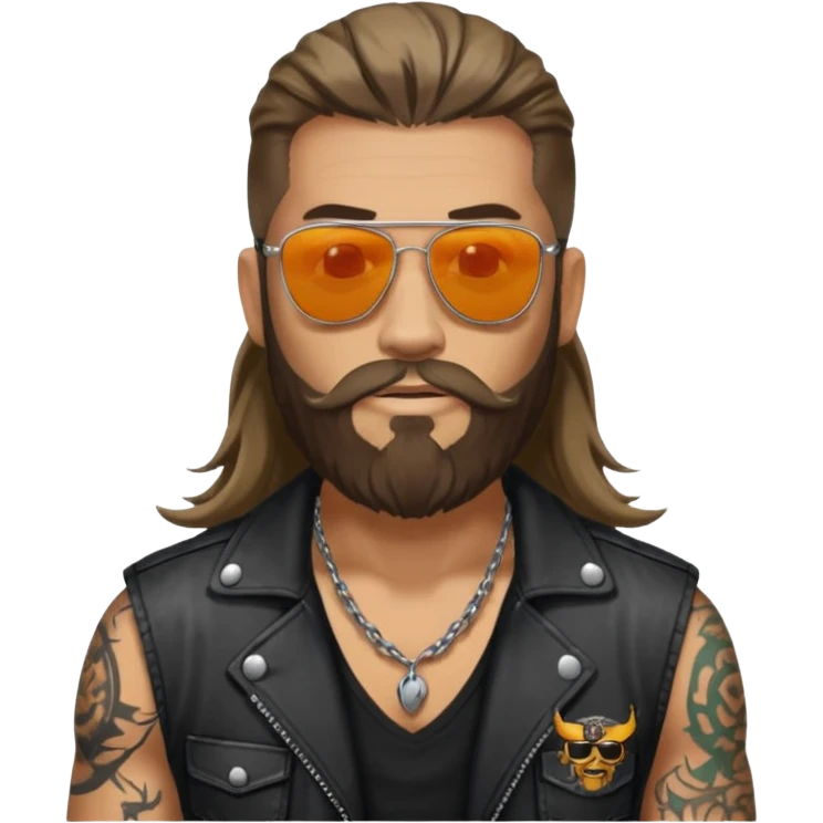 biker gang with sunglass and rugged guy bearded long hair in tatoots emoji