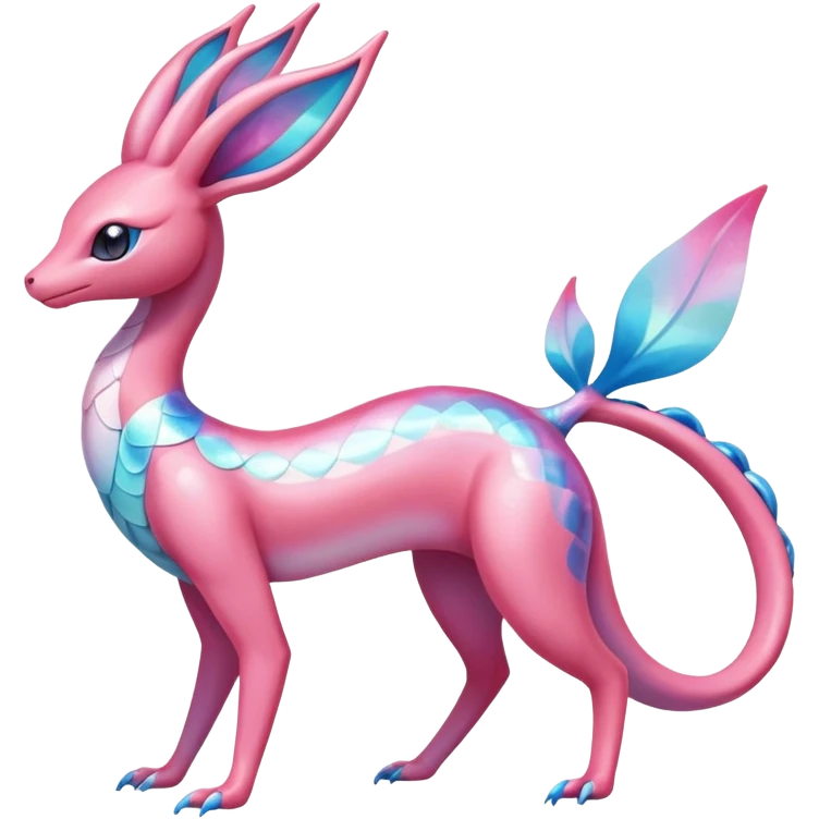 Colorful Iridescent Exotic Amaura-Salazzle-Aurorus-Sylveon-Fakémon-hybrid-creature (full body)  emoji