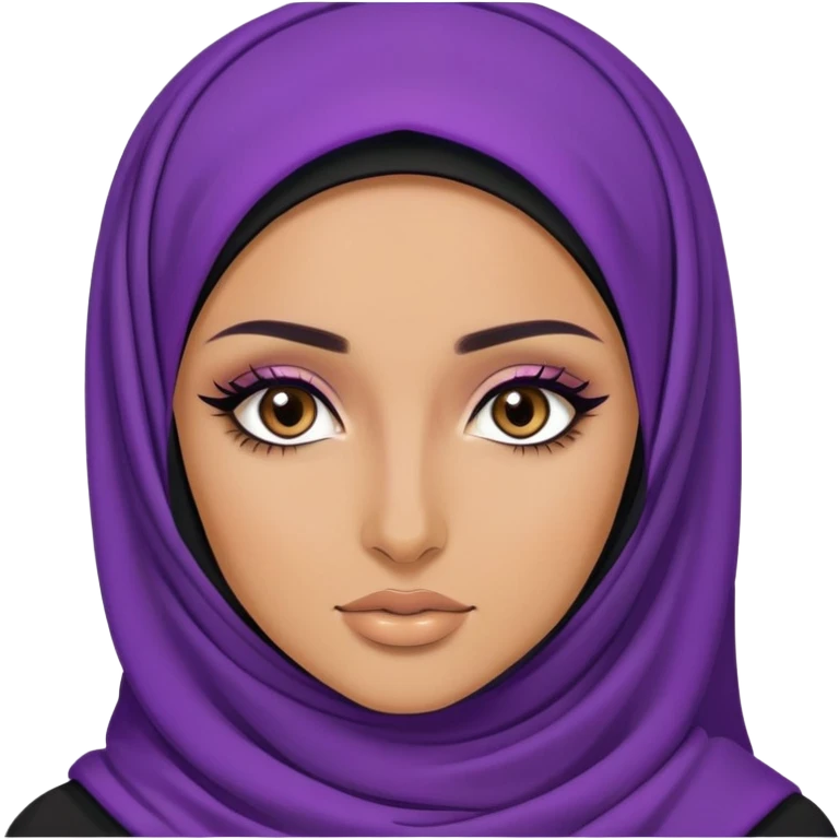 purple hijabi baddie,pretty, brown eyes, makeup, black eyeliner, long hair emoji