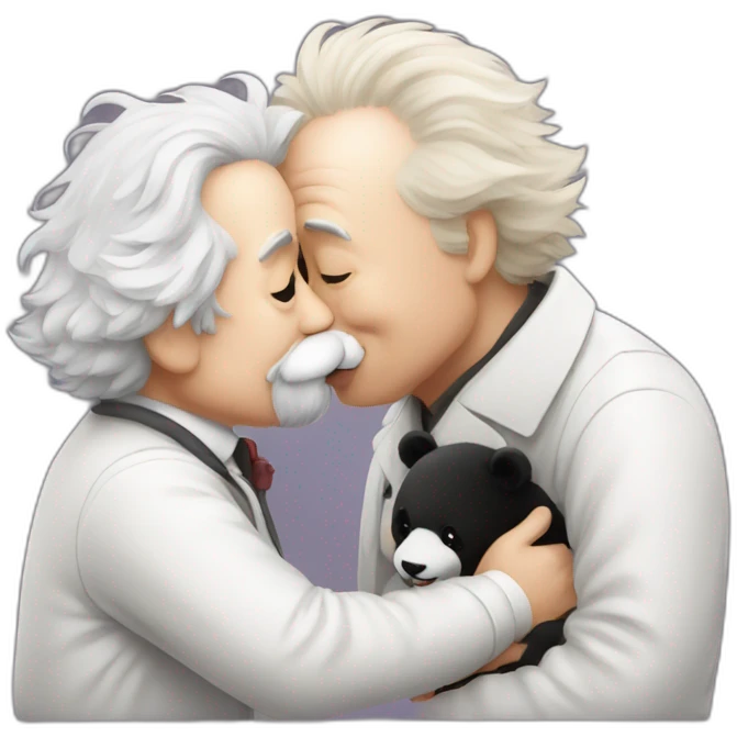 Albert Einstein kissing a panda emoji