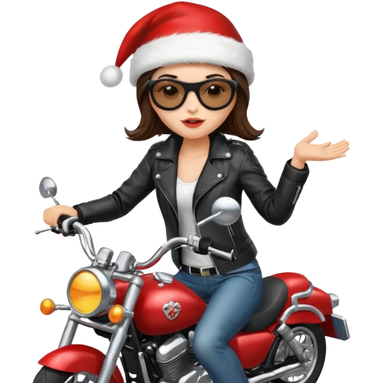 biker girl brune moto christmas emoji