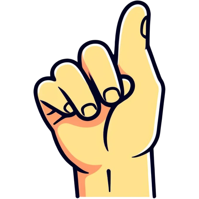 Hand with two fingers up and thumb out emoji