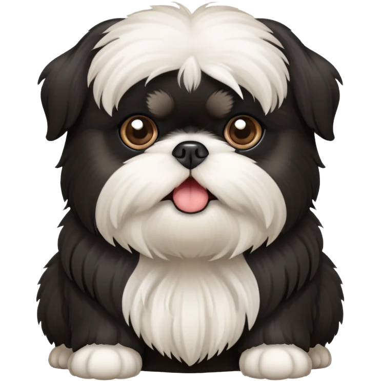 Surprised animated black Shih Tzu  emoji