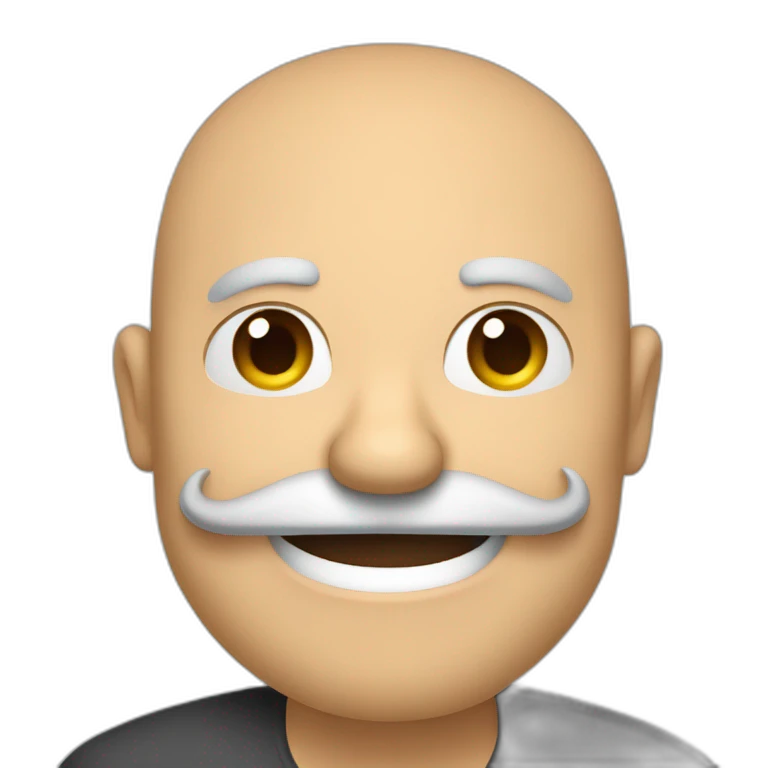 Hombre de 50 años de edad con pelo largo y bigote sonriendo emoji