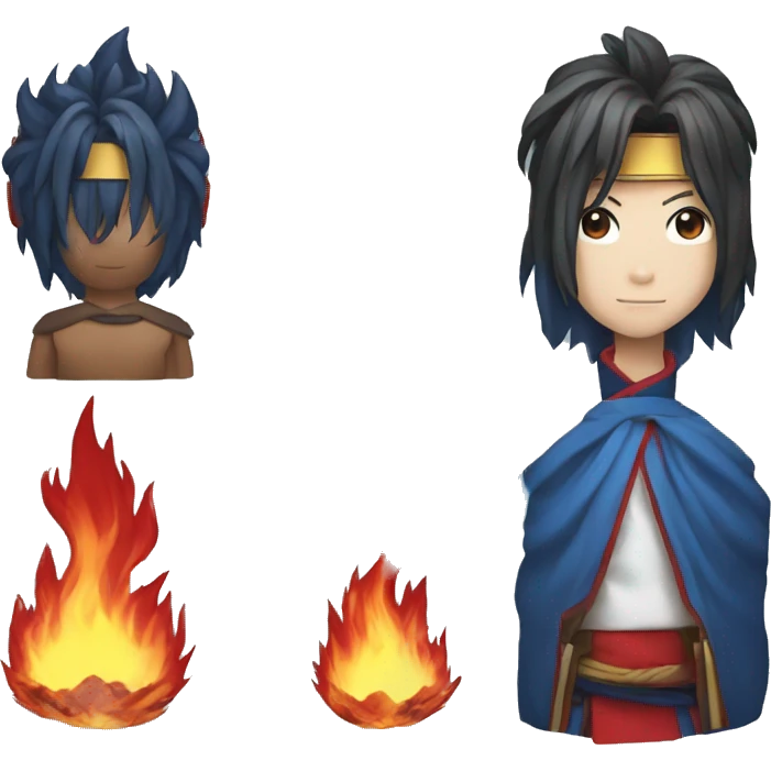 Sukuna with gojo with fire blue and red emoji