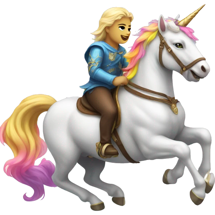 Cat riding a unicorn emoji