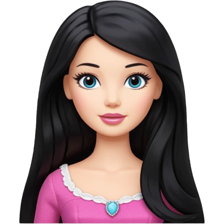 Barbie with long black hair emoji