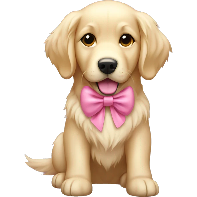 Cream golden retriever with pink bow emoji