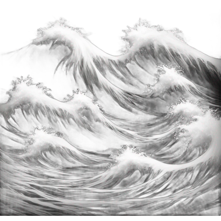an ocean wave, but in black and white emoji