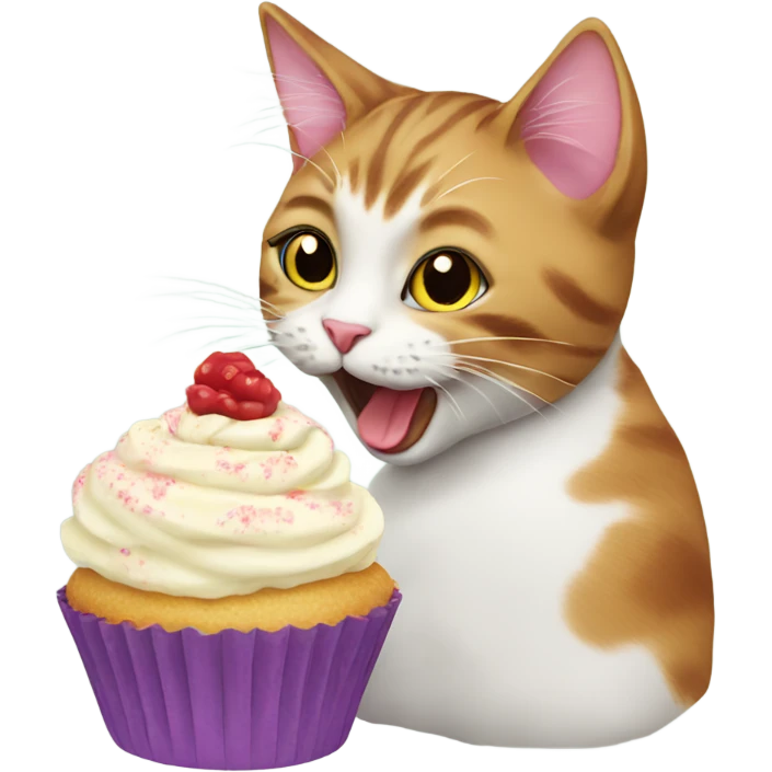 Cat eating cupcake emoji