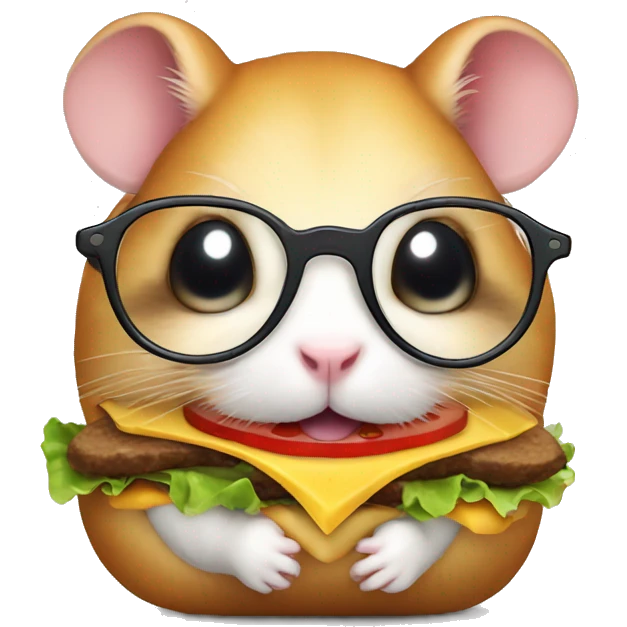 Hamster with glasses Eat hamburger emoji