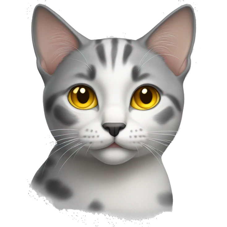Cat white - gray , yellow eyes and grey spot on the nose emoji