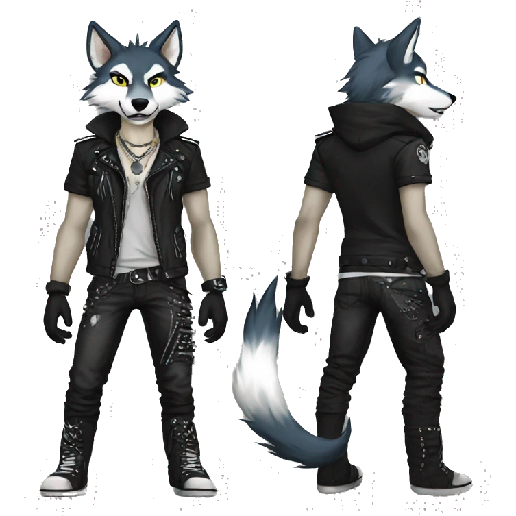 Anthro Punk Wolf Full body emoji