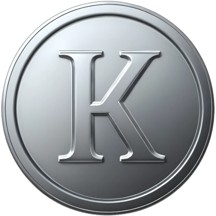 apple style emoji of a silver coin with the letter K on it emoji