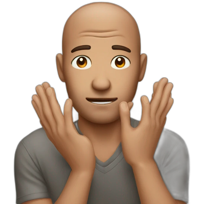 man looking at his hands emoji
