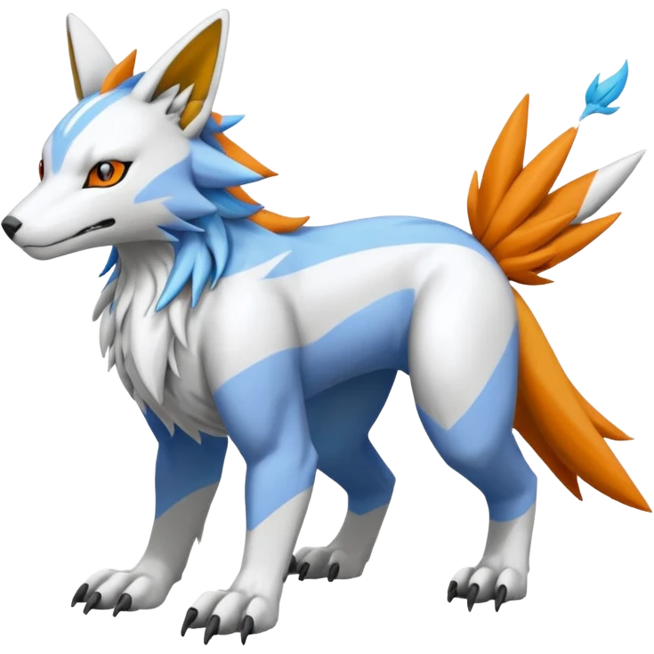 Garurumon-Renamon-Linoone-fusion-hybrid-creature (full body) emoji